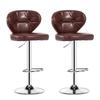 SEVENCOMFORT-Tabourets De Bar, Lot De 2, Siège Pivotant À Hauteur Réglable, Matelassé, En PU, Avec Repose-Pieds,charge150kg, Marron