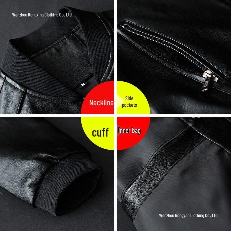 Brand Preferred Men's Leather Baseball Collar Jacket, Spring/Autumn Korean Style, Winter Casual Coat