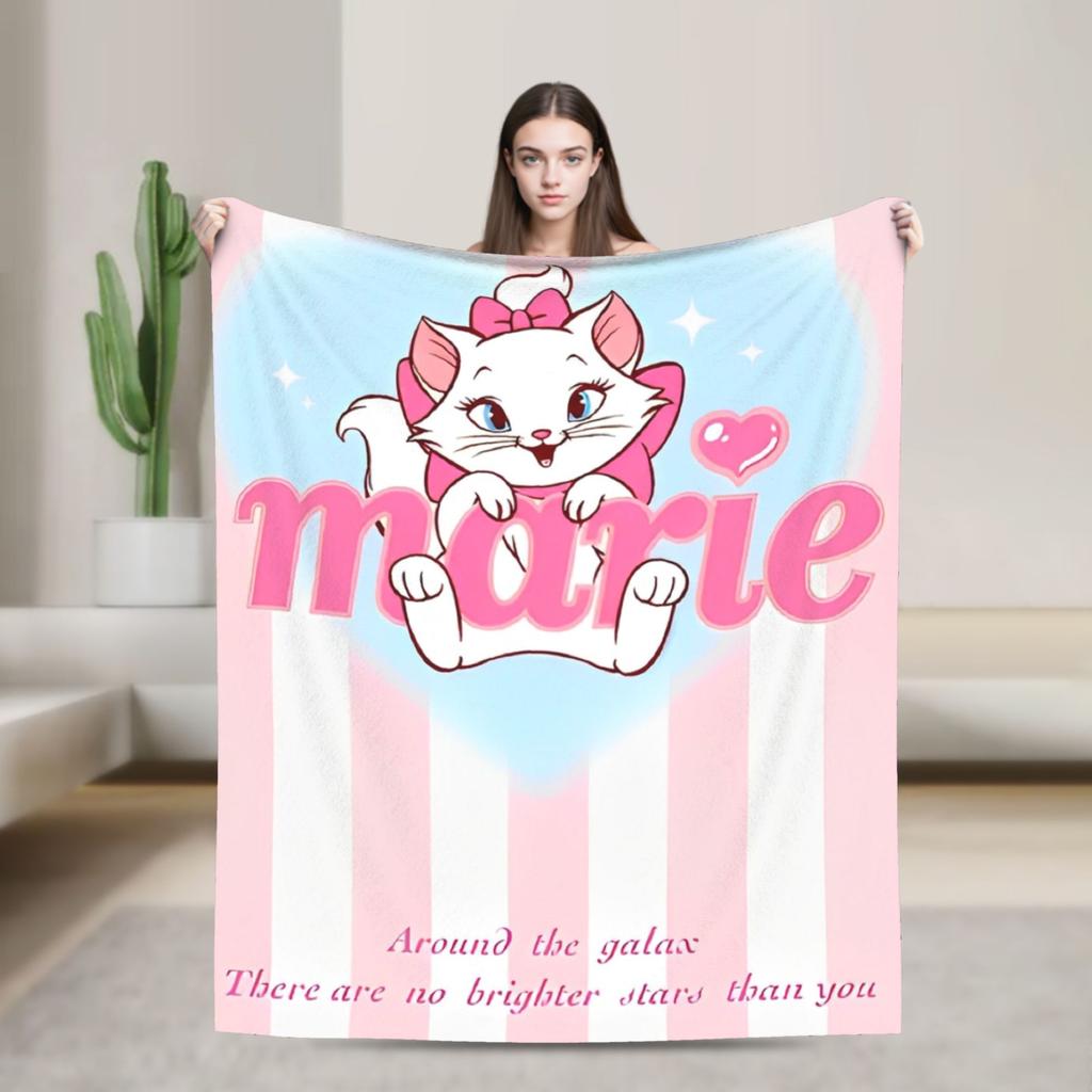 Marie Cat Cartoon  Warm Soft Blanket  Camping Plush Throw Blanket Fashion Home Decor Flannel Bedspread Sofa Bed Cover
