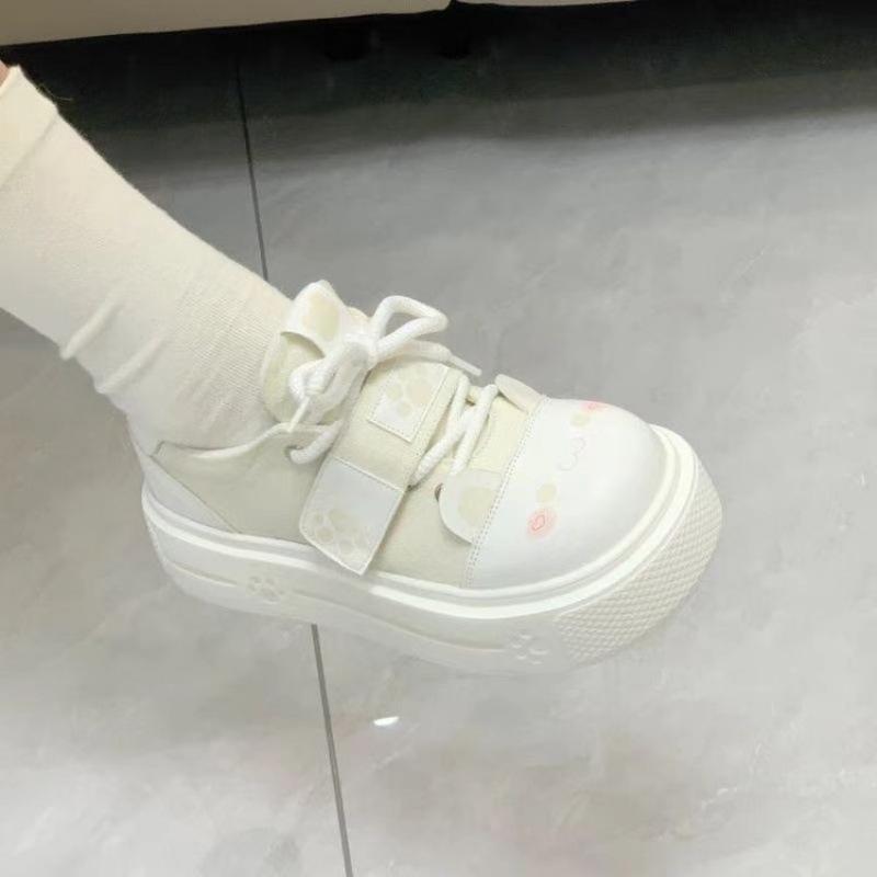 Popular Canvas Shoes Women's 2025 Autumn and Winter New Round Head Velcro Thin Breathable Flat-bottomed Sports Shoes