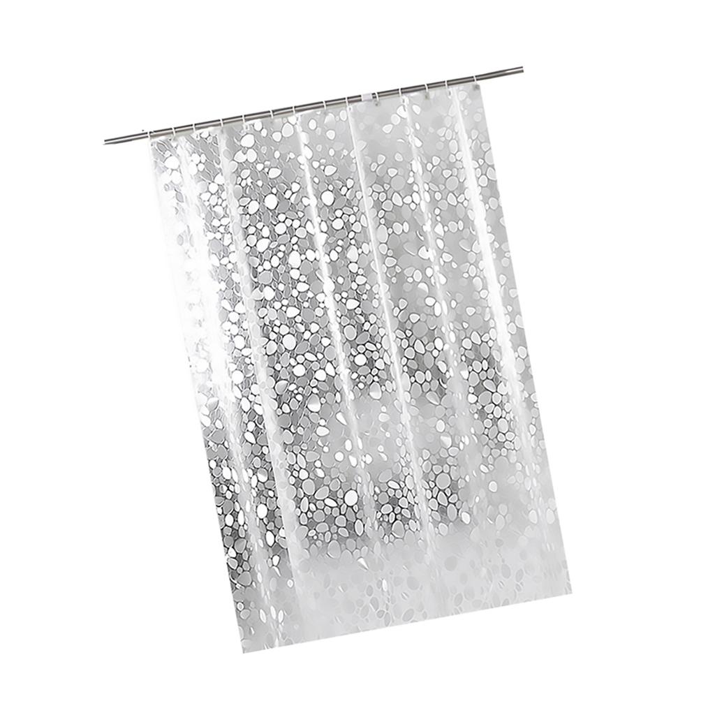1PC Shower Curtain with Hooks PVC Waterproof Mildew Resistant Antibacterial Semi Transparent Shower Curtain