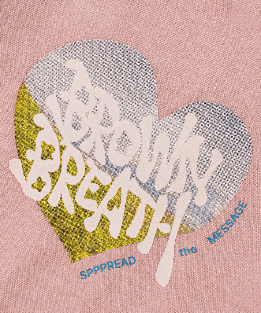 BROWNBREATH W Bb Heart Pigment Crop Tee - Indy Pink