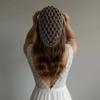 Bride Tiaras Grid Rhinestone Hair Band Net Shape Pearl Princess Hair Band Cap Head Chain  for Gift