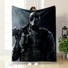 "Masked Soldier with Tactical Gear" Patterned Flannel Blanket Perfect for the Bedroom Living Room, Sofa, or a Little Nap