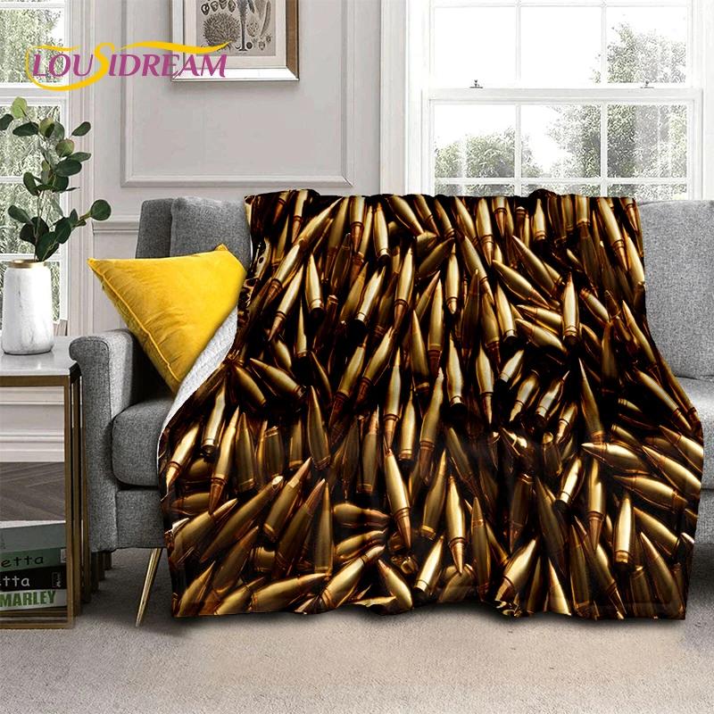 29 Style Retro Guns Pistol Ammunition Bullet Cartridge AK M4 Soft Flannel Blankets,Throw Blanket for Picnic Beds Sofa Bedroom