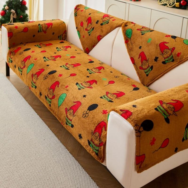 Winter Slipcover Father Christmas Funda Sofa Mats  Living Home Non-slip Sofa Cushion Couch Sofa Covers
