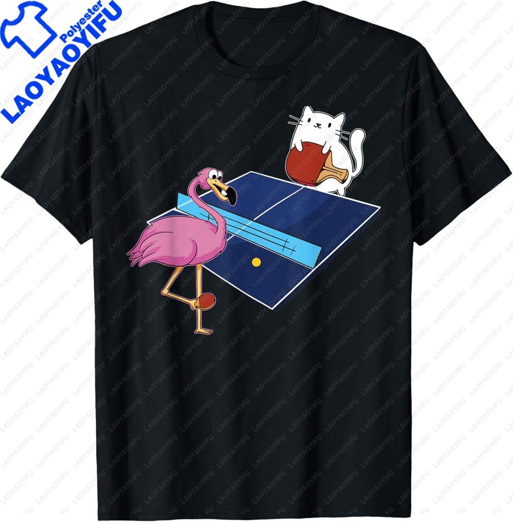 Table Tennis Black Cat Pingpong Black Outfit Cat Ping Pong Tshirt Streetwear Clothing Kawayi Y2k Unisexs Clothing Camiseta Hombre