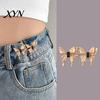Creative Fashion Accessory 1 Pair Pant Waist Tighteners, Metal Butterfly Star Decorative Jeans Button Bag Buckle Pins, Adjustable No-Sew Pants