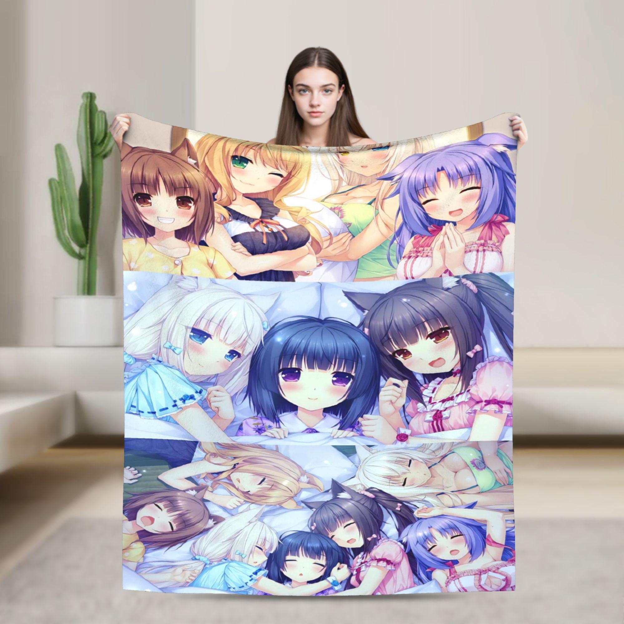 

Shigure Minaduki and Fraise Nekopara Anime Blanket Flannel Funny Soft Throw Blankets for Bed Sofa AutumnWinter 100x125cm (40x50inch)