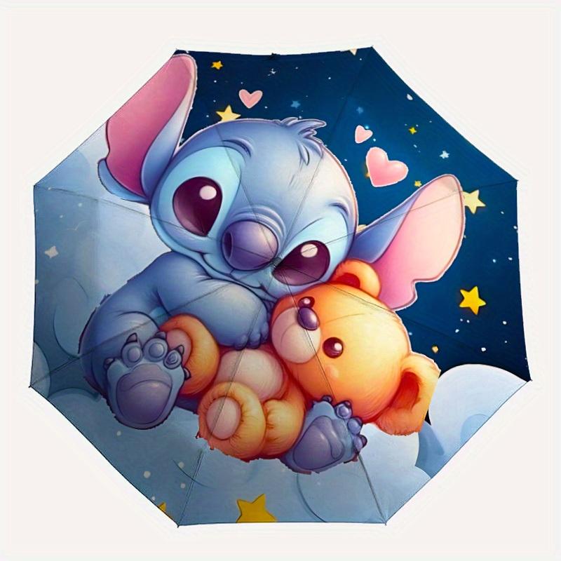 

1pc Stitch Home Essential Cute Cartoon Umbrella, Portable Folding Umbrella with Durable Iron Frame 8 Ribs, a0821003