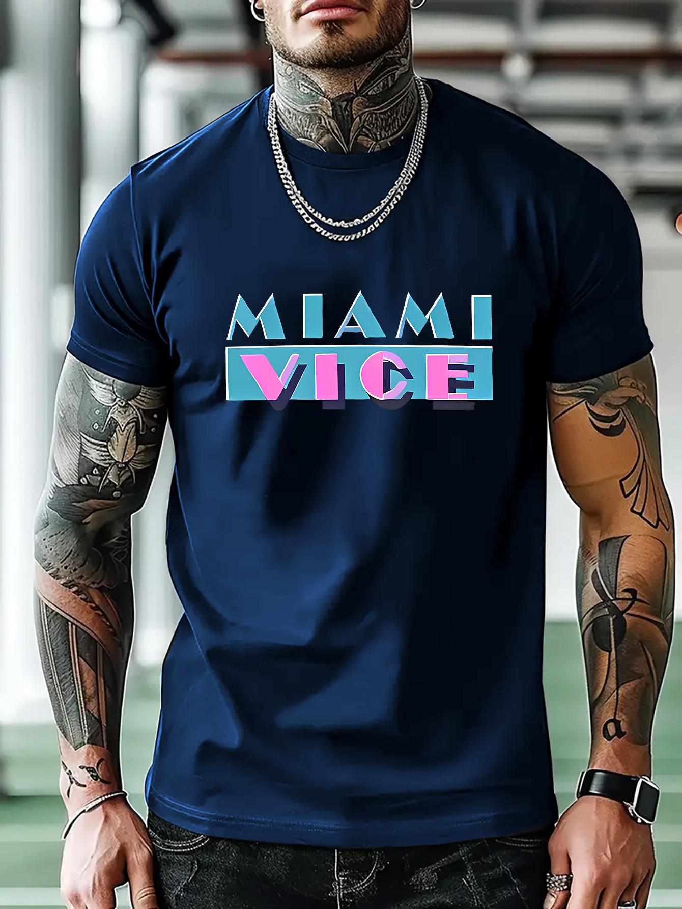 Miami Vice Graphic T-shirt - Casual Red Tee with  MIAMI VICE  Print M
