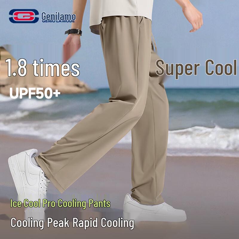 GENIOLAMODE Men s Summer Lightweight Quick-Dry Ice Silk Cooling Cropped Pants 3XL