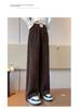 Girls' 2025 Autumn/Winter Fashionable Fleece-Lined Wide-Leg Pants