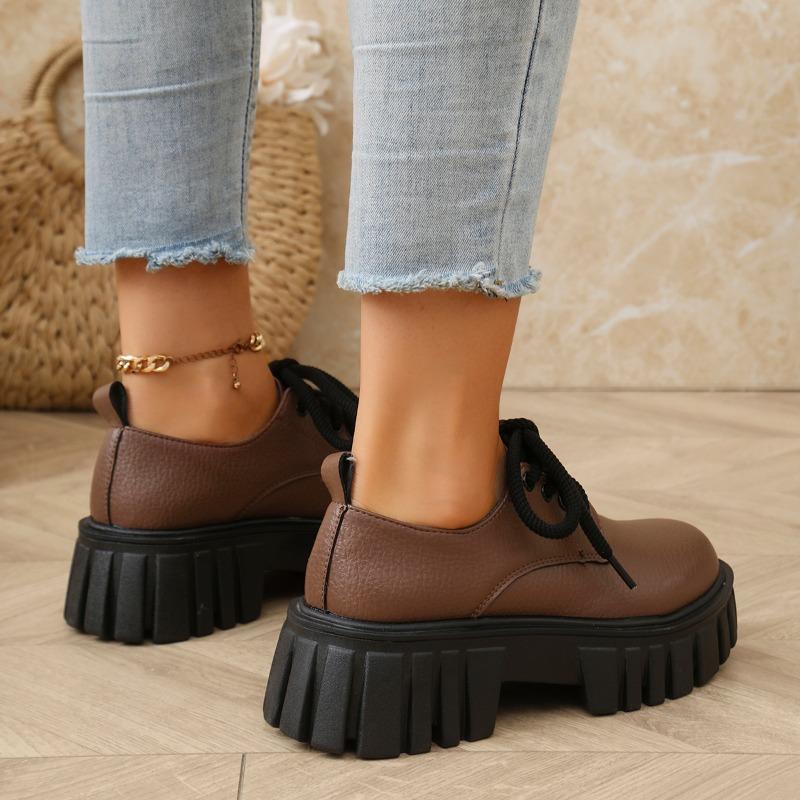 Fashion Women's Thick Heel Shoes Spring New Round Head Deep Mouth Front Strap Thick Sole Anti-slip Wear-resistant Low-top Shoes