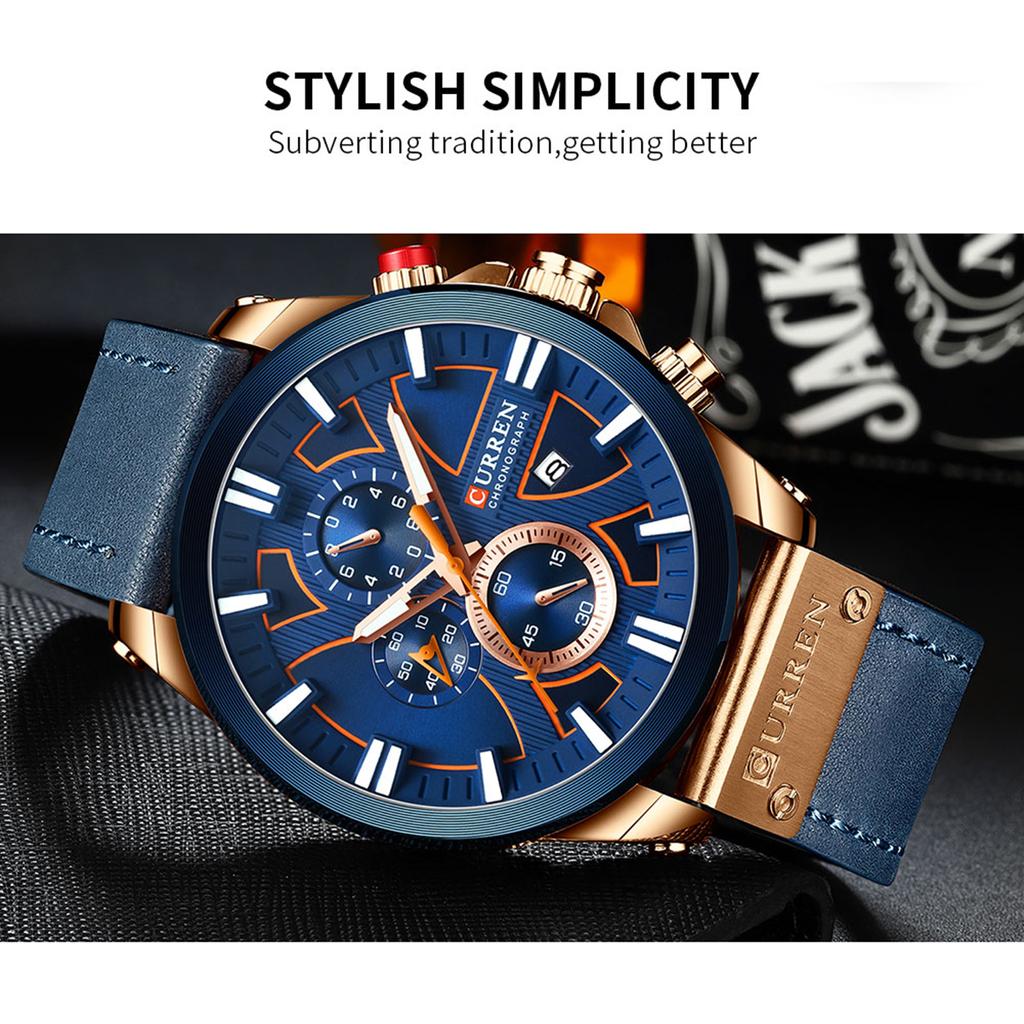 CURREN 8346 Luxus-Business-Herrenuhr mit Quarzwerk, 3 ATM wasserdicht, großes Zifferblatt, großes Zifferblatt, leuchtend