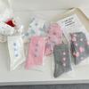 Ladies' Mid-calf Socks for Spring and Summer Are Sweat-absorbing, Flocked, Heart-shaped Polka Dot Socks with A Cute Color Contrast and A School Style