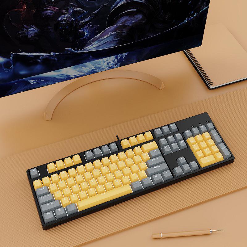 Hot-Swappable 104-Key Mechanical Gaming Keyboard for Girls, Wired, Blue/Black/Brown/Red Switches, Dual-Color Design