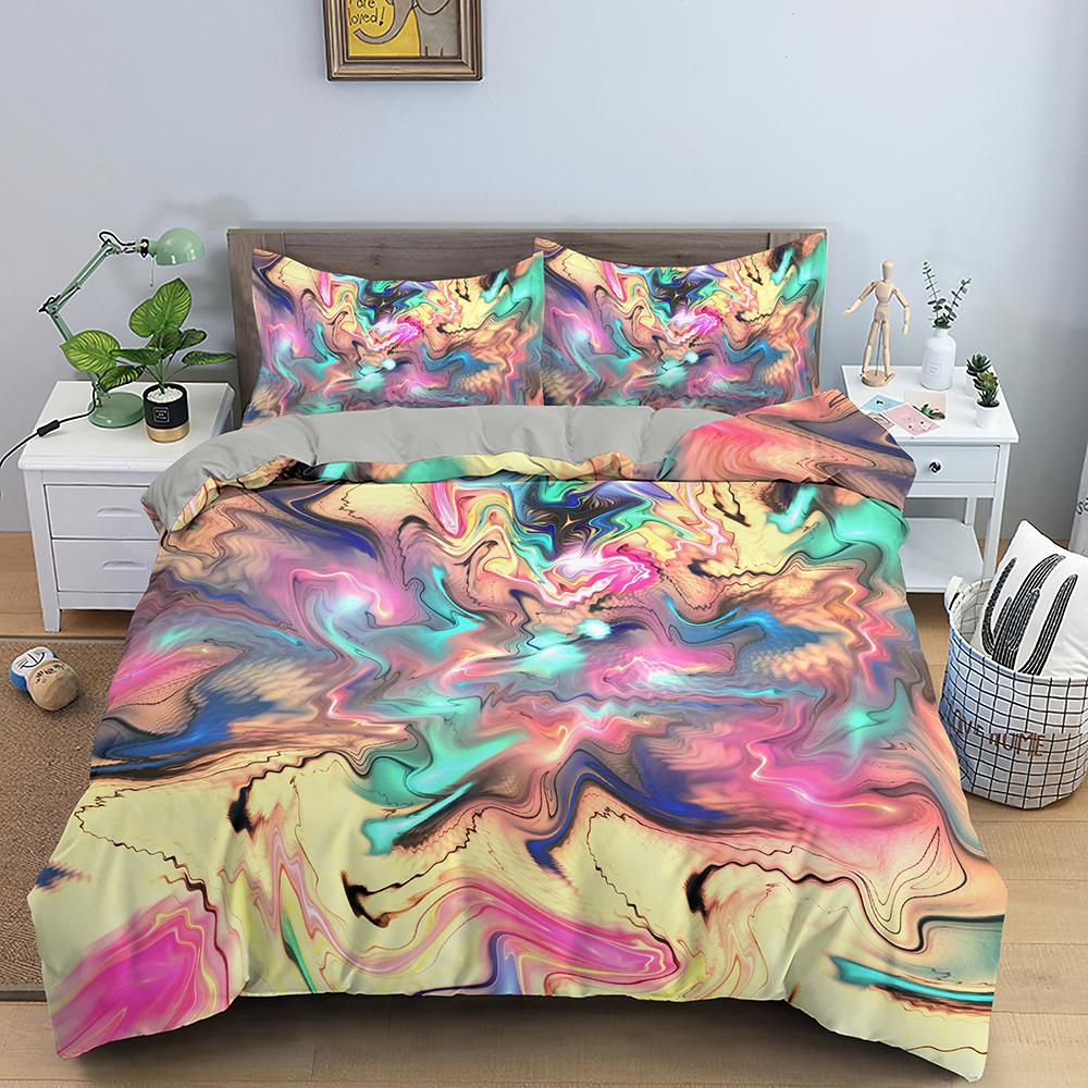Abstract Duvet Cover Set King Microfiber Blue Psychedelic Bedding Set 2/3 Pcs Queen Size Warped Space Theme Twin Comforter Cover