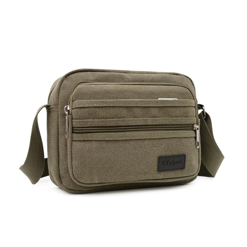 Men's Retro Fashion Canvas Crossbody Bag - Breathable, Solid Color Design