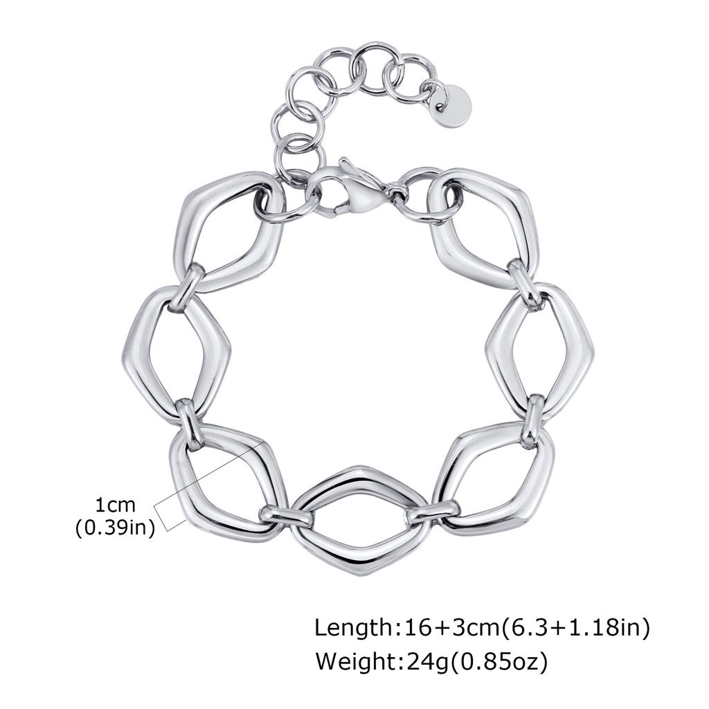 Vnox Punk Chunky Stainless Steel Openwork Geometric Bracelet for Women Trendy Irregular Two Tone Bracelet Party Jewelry