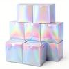 10pcs Square Laser Foldable Boxes Mini Gift Boxes Paper Boxes Iridescent Gift Boxes Candy Treat Boxes Favor Boxes Packaging Box Wedding Stuff Wedding