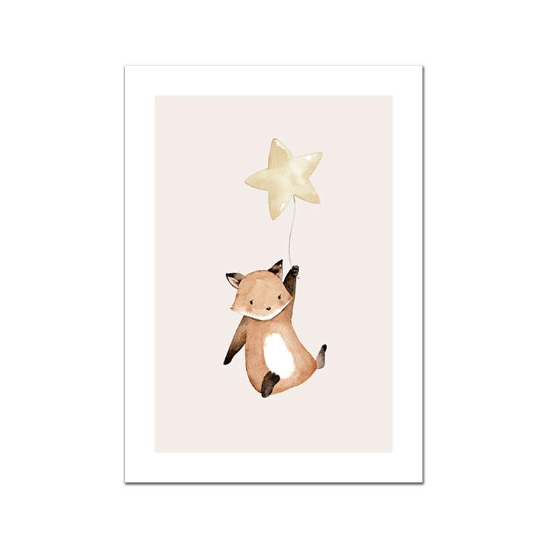 Nordic Nursery Poster Flower Rainbow Heart Boho Art Print Rabbit Unicorn Canvas Painting Beige Wall Picture Baby Kids Room Decor