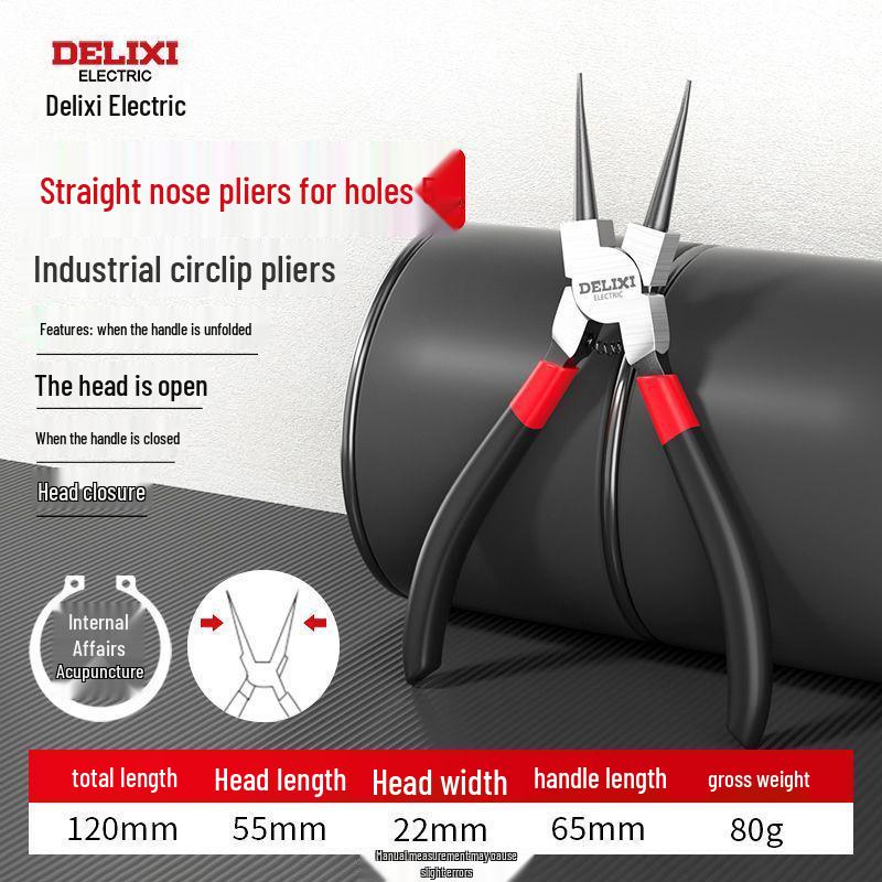 Delixi Electric Industrial Grade Snap Ring Pliers for Internal/External Use - Small Size Expanding Circlip & Spring Retaining Pliers Set.