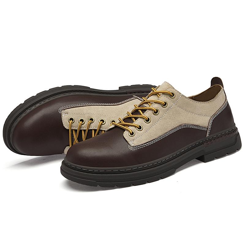 British Style Men's Work Shoes Thick Soled Casual Shoes Men's Leather Trendy Shoes Retro Style Luxury Shoes