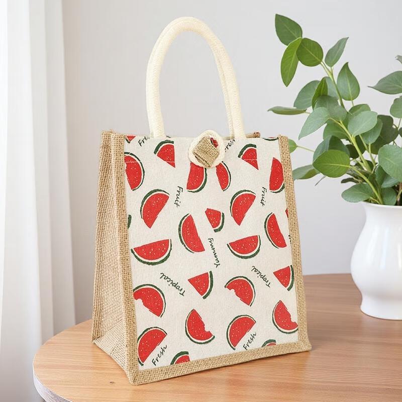 Miaoqiao Linen Waterproof Lunch Tote Bag