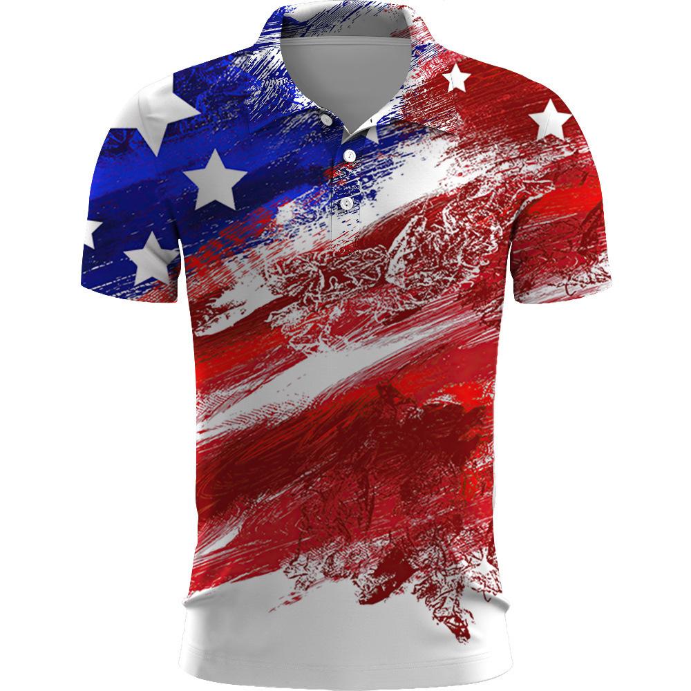 Independence Day 3D Printed Men'S Short Sleeve Polo Shirt Casual Sports Trend Top