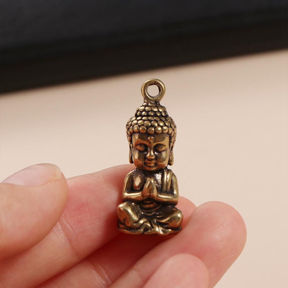 Miniature Sakyamuni Buddha Pendant Brass Crafts Mini Buddha Figurine  Keychain
