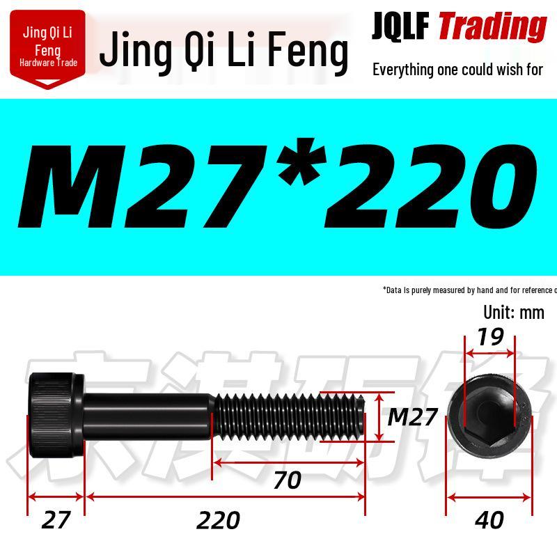 M20-M27 High Strength Blackened Hex Socket Head Cap Screw with Knurled Cylindrical Half Thread