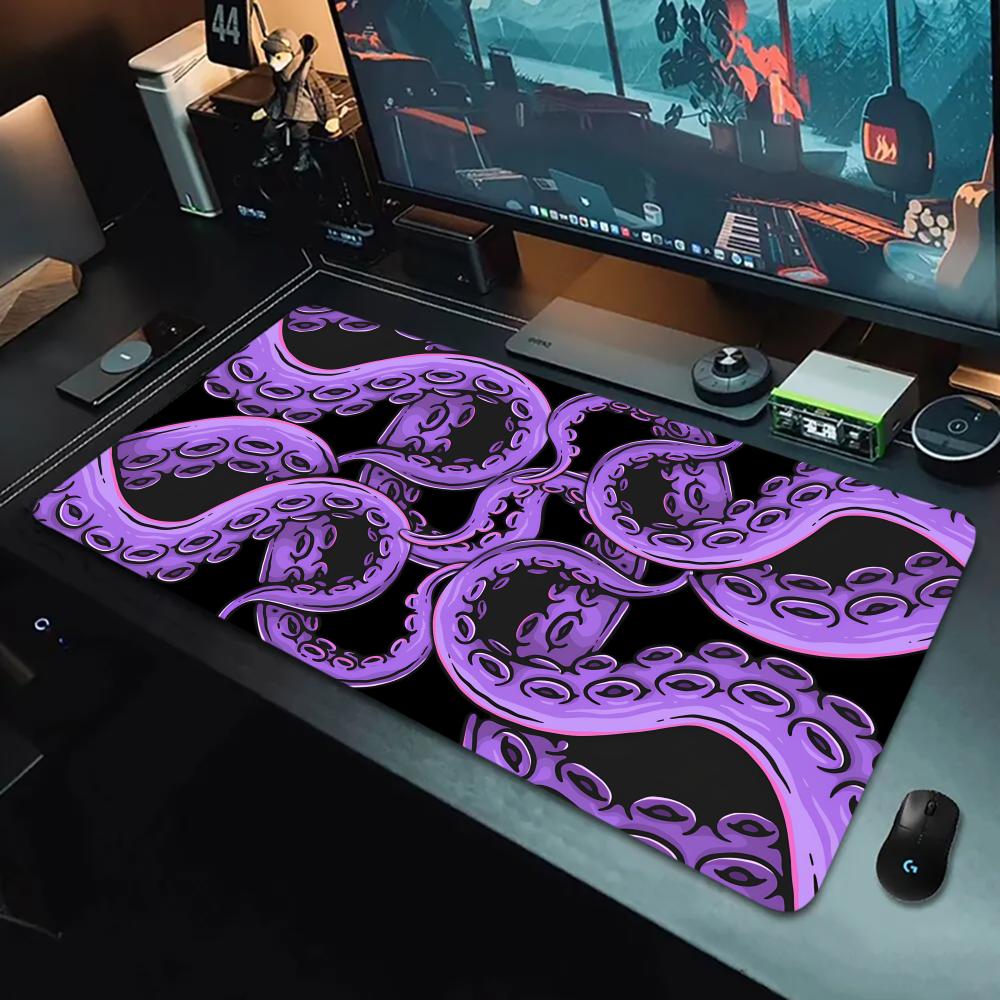 Lila bläckfisktentakler Stor musmatta PC-spel Non-slip Tvättbar tangentbordsmatta för skrivbord för spelare Kontorsinredning Lång musmatta