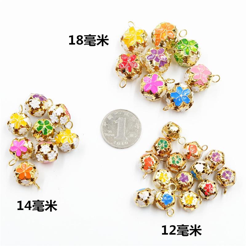 DIY Schmuckzubehör Blumenglocken Hohlglocken Cloisonné-Glocken Tropfölfarbene Haustierglocken Blumenkugel Eisenglocken