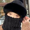 1Pcs Winter Knitted Hat Scarf Mask One-Piece Plush Pompom Beanies For Women Outdoor Cycling Cap Ears Neck Protection Skiing Cap