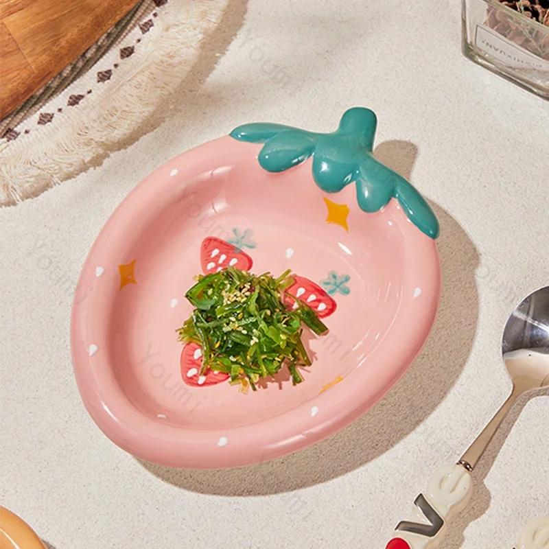 Kreative Süße Niedliche Keramikteller Haushalt Obst Dessertteller Köstlicher Salat Pasta Speiseteller Mode Exquisites Geschirr