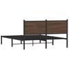 Metal Bed Frame Without Mattress Brown Oak Effect 137 X 190 Cm