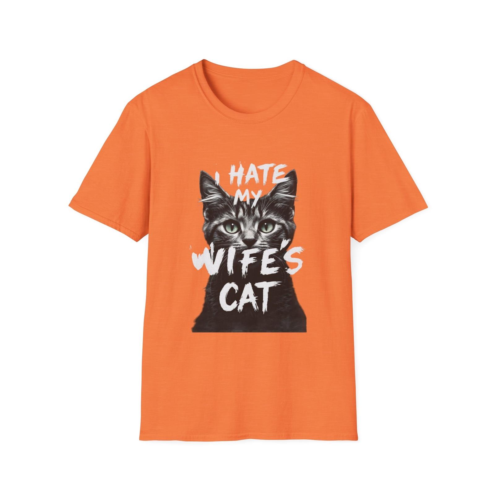Unisex Cat Humor T-Shirt I Hate My Wife s Cat Kitty Shirt Gift for Cat Lovers S