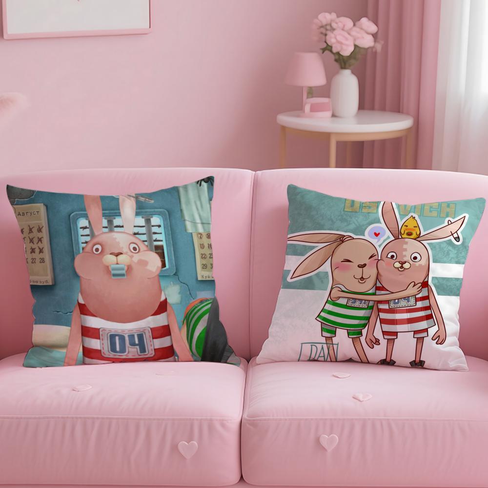 Anime U-Usavich Cushion Cover Soft Short Plush Double-Sided Printing Home Decor Machine Washable Pillow Case Gift