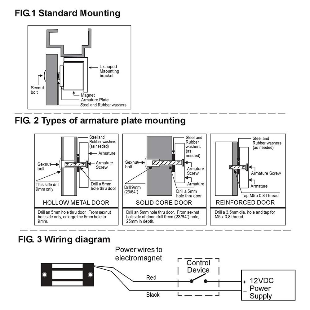 Electric Magnetic Electric Lock 60KG/100Lbs Door Access Control Electromagnetic Lock  Door Access