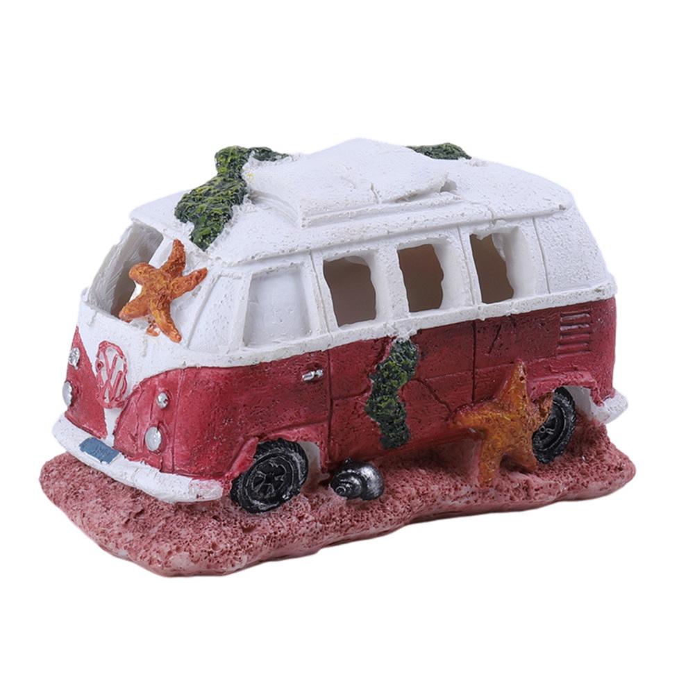 Resin Fish Tank Boat Ornaments Home Aquarium Resin Decoration, Landscaping Glass Fish Tank Boat Bus Ornaments, Artificial Decor