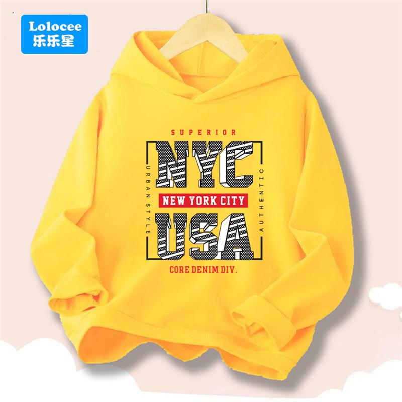 Boy Girl New York U.S.A City Hoodies Fashion Letter Printed Graphic Hooded Sweatshirts Kids Loose Pullover Sportwear ZMNY3