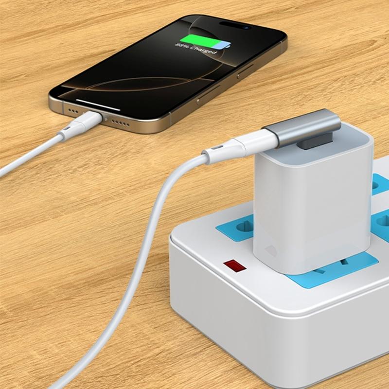 90°Bend USB to Type C Adapter Connectors Reversible Plugs Support Inline Control for Easy Use in Tight Space Use