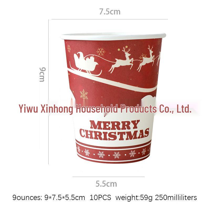 Festliches Weihnachtsgeschirr-Set: Pappteller, Servietten, Becher, Unregelmäßige Teller, Tischdecke, Besteck für Neujahrspartys