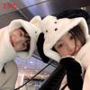 Cartoon Cute Hooded Plush Scarf And Gloves Set For Winter Warmth Wind Protection