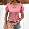 Ladies Casual Fashion Sexy V-neck Short-sleeved T-shirt