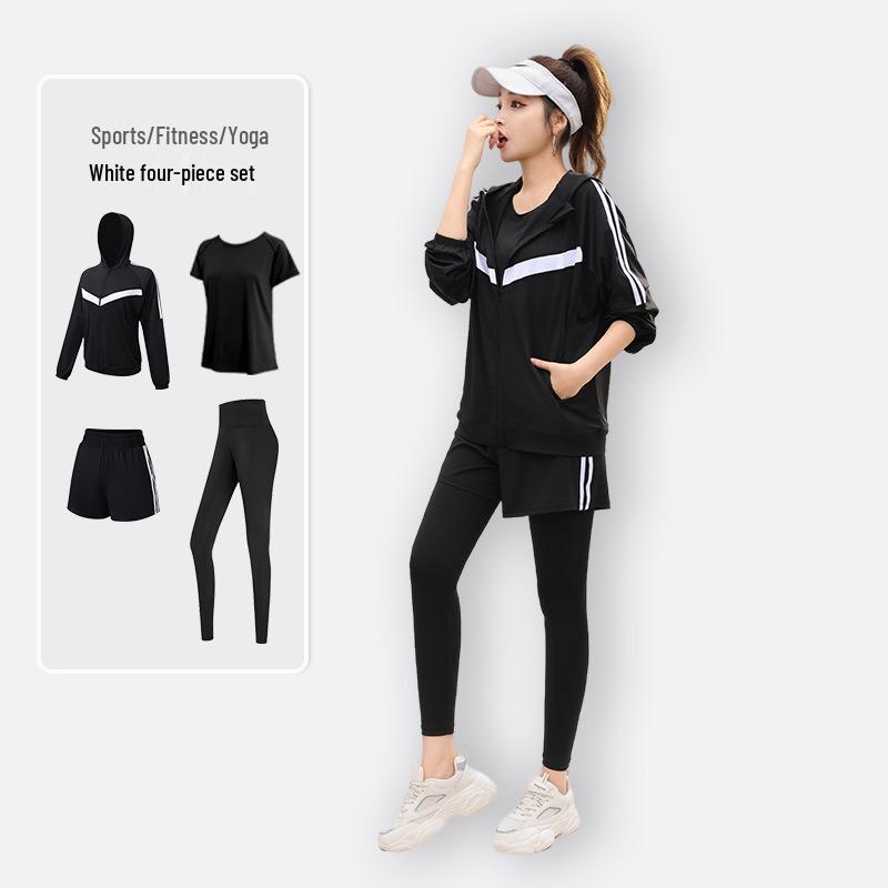 Plus Size Yoga Fitness Suit: Tummy Control Slimming, Loose-Fit, Five-Piece Set for Running and Gym, fits up to 200 lbs.