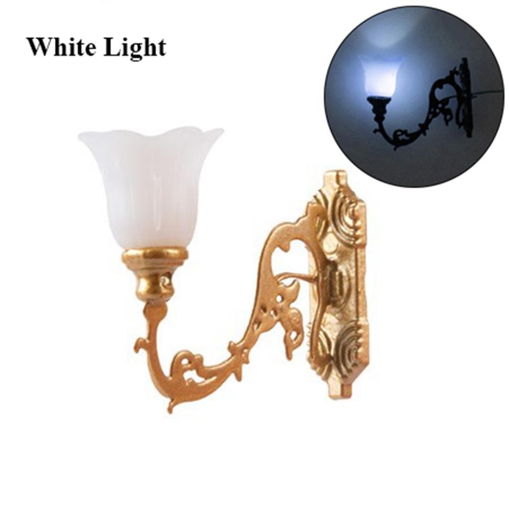 

ABS Металлический Материал Кукольный Домик Настенный Светильник 12В Сад Двор Светодиодный Свет Новый Белый/Теплый Свет Модель White Light Gold