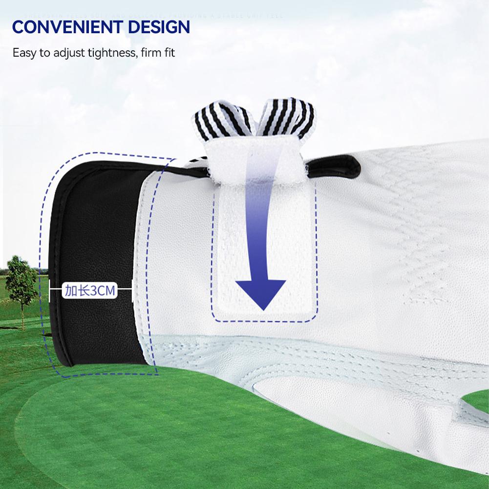 1 par de guantes de golf con lazo para mujer con marca extraíble de piel de oveja, tela autoadhesiva, guantes deportivos antideslizantes con dedos completos