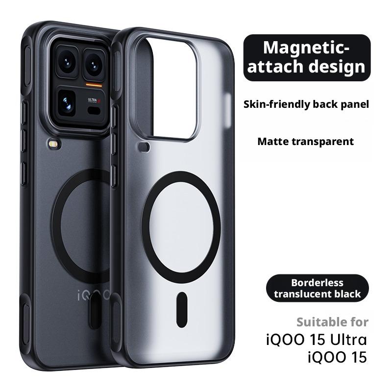 For Vivo iQOO 15 and iQOO 15 Ultra Case Skin-feel Matte Translucent 360° Holder Ring Magnetic Anti Slip Protective Cover vivo iQOO 15